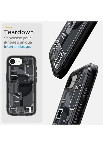 iPhone 16E ile Uyumlu Ince Magsafe Kılıf Ultra Hybrid Sararma Karşıtı Duraclear Hava Kanalı Teknolojisi Askeri Sınıf Koruma Magfit Zero One Black Tasarım Kapak - ACS09141 modelleri