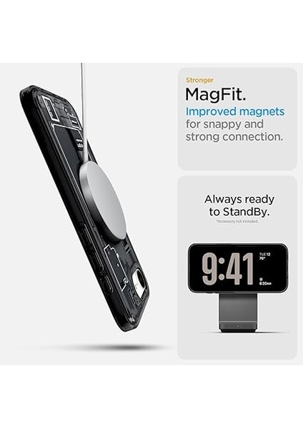iPhone 16E ile Uyumlu Ince Magsafe Kılıf Ultra Hybrid Sararma Karşıtı Duraclear Hava Kanalı Teknolojisi Askeri Sınıf Koruma Magfit Zero One Black Tasarım Kapak - ACS09141 indirimleri