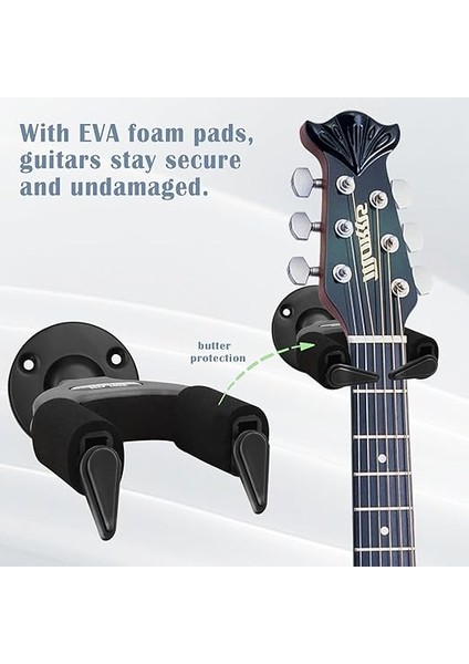 Duvar Için Otomatik Kilitli Gitar Tutucu – Akustik Gitarlar, Elektro Gitarlar, Bas, Klasik Gitarlar, Ukulele ve Daha Fazlası Için Evrensel Duvar Askısı – Kendinden Kilitli, 2'li Paket fırsatları