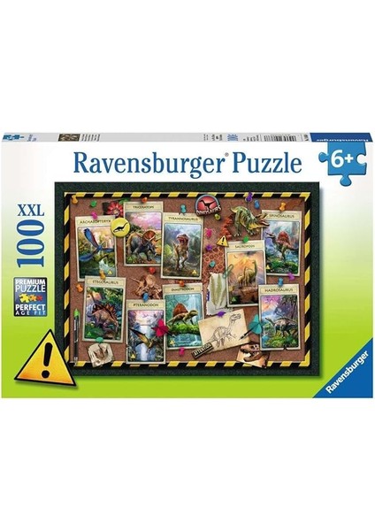 Puzzle 100 Parça Dinosaurs Renkli 6+