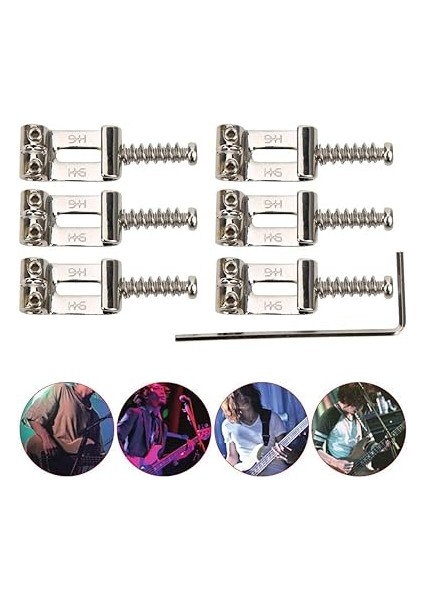 GAQ06 6pcs Electric Guitar Saddles Copper Zinc Alloy Saddle Roller Bridge Parts Dıy Electric Guitar Silver indirimleri