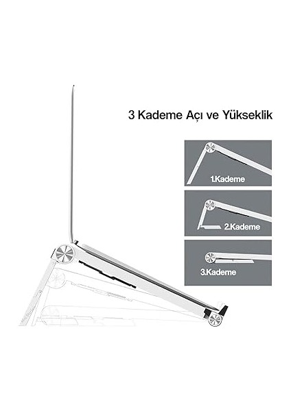 Taşınabilir Ayarlanabilir Kademeli Plastik Laptop Standı – Katlanabilir, Ergonomik, Seyahat Tipi, Tüm Dizüstü Bilgisayarlar ile Uyumlu Siyah indirimleri