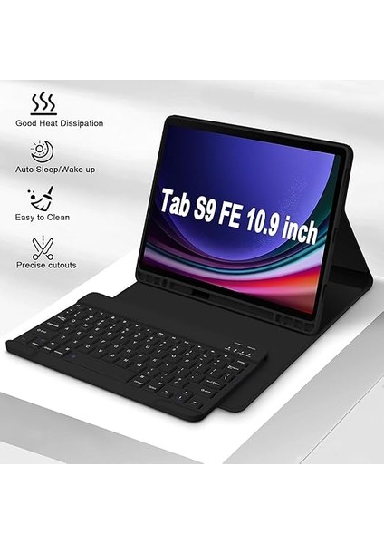 Galaxy Tab S10 LITE/S9/S10 Fe/s9 Fe 10.9/11 Inç Case Uyumlu Keybord Bluetooth Türkçe Q Klavyeli Kılıfı (Siyah) modelleri