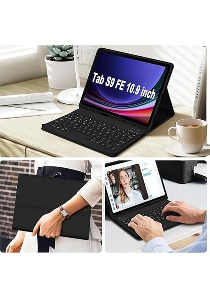 Galaxy Tab S10 LITE/S9/S10 Fe/s9 Fe 10.9/11 Inç Case Uyumlu Keybord Bluetooth Türkçe Q Klavyeli Kılıfı (Siyah) fırsatları