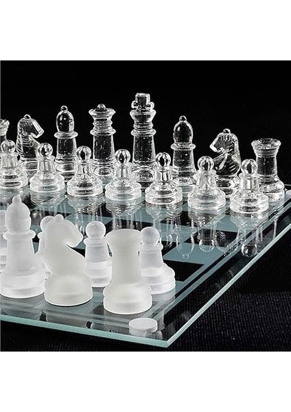 Glass Chess Cam Satranç Takımı Kullanışlı Dekoratif Şık Hediyelik (25X25 Cm) fiyatları