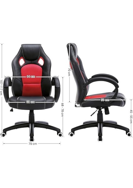 Yarış Sandalyesi, Ofis Sandalyesi, Oyun Sandalyesi, Yönetici Koltuğu, Döner Sandalye, Poliüretan, Siyah-Kırmızı, OBG56BR modelleri