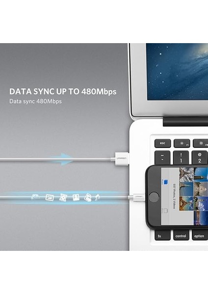 iPhone Ios Lightning Şarj ve Data Kablosu, Mfi Sertifikalı, Beyaz, 1 Metre fırsatları