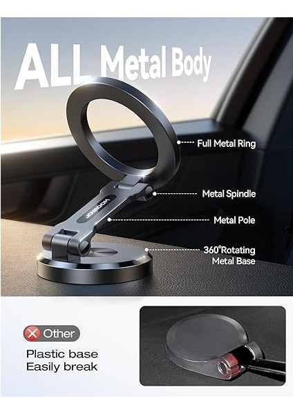 iPhone 16/16 Pro Max Magsafe Araç Montajı, [tüm Metal ve 360° Ayarlama] N55 Güçlü Mıknatıslı Araba Için Manyetik Telefon Tutucu, iPhone 16 15 14 13 12 ve Magsafe Kılıf ve Tüm Telefonlar Için fiyatları