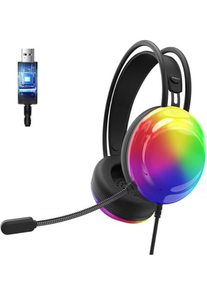 Thinkplus G30B Siyah Rgb Oyuncu Kulaklığı,gaming,7.1 Surround,ışıklı,kulak Üstü Kulaklık