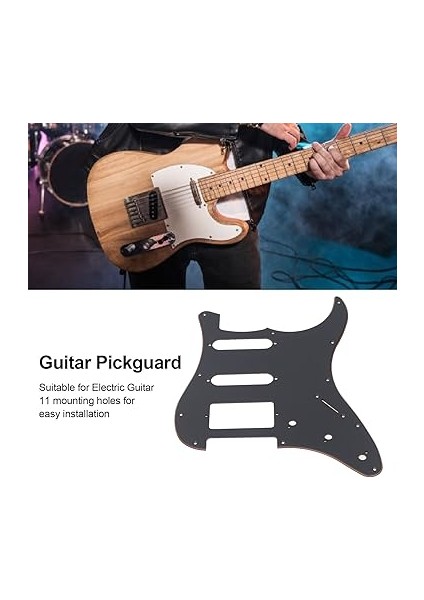 St/strat Stil Gitar Pickguard, 11 Montaj Deliği Plastik Akustik Gitar Pickguard, St Elektro Gitarlar Için 3 Katmanlı Hss Çizilme Koruma Plakasının Değiştirilmesi (Siyah) fiyatları