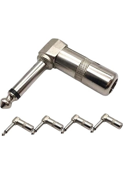 5 Adet Gitar Fişi: 6.35MM Dik Açı Mono 90 Derece Erkek Konnektörü Hoparlör Mikrofon Gitar Kabloları Çinko Alaşımlı Adaptörü