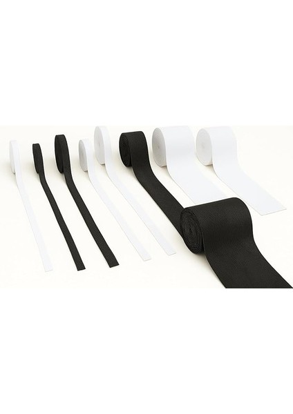 Top - 25 Metre - Bel Paça Yassı Geniş Lastik Lateks Ürün - Elastik Bant - Don Lastiği (Beyaz, 1 Cm)