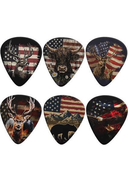 Ince Gitar Seçtikleri Klasik Üçgen 0.96MM Gitar Mızrak Akustik ve Elektro Gitar Enstrüman Aksesuarları (Amerikan Bayrağı Hayvan)