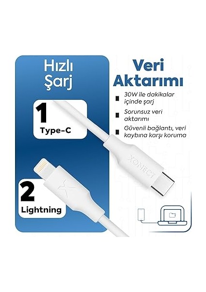 Type-C To Lightning ile Uyumlu iPhone ile Uyumlu Hızlı Şarj ve Data Kablosu 40 cm (Siyah) modelleri