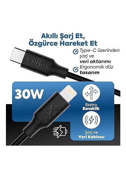Type-C To Lightning ile Uyumlu iPhone ile Uyumlu Hızlı Şarj ve Data Kablosu 40 cm (Siyah) fırsatları