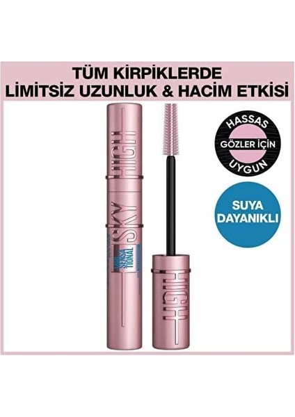New York Lash Sensational Sky High Suya Dayanıklı Waterproof Maskara & Mini Tattoo Liner Gel Pencil Makyaj Seti fırsatları