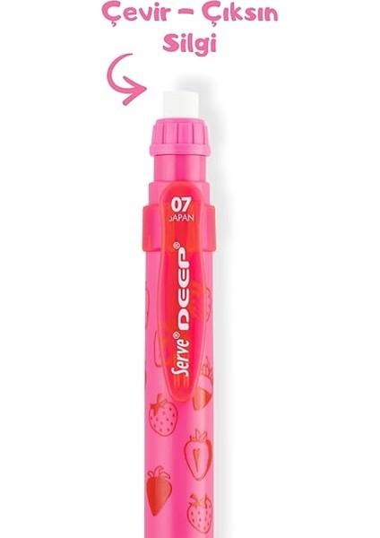 Deep Mekanık Kursun Kalem 07MM Fos Pembe Cilek fiyatları