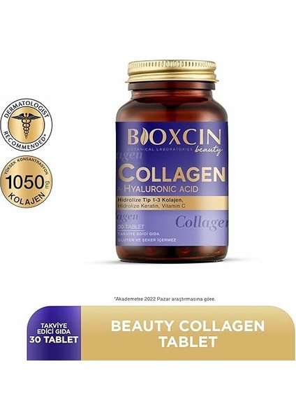 Beauty Collagen 30 Tablet – Tip1 Tip 3 Hidrolize Kolajen, Hyaluronik Asit, Vitamin C ve Biotin Içeren Takviye fiyatları