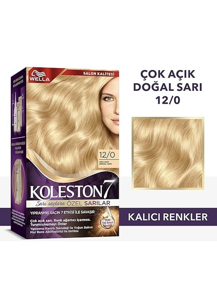 Kit 12-0 Çok Açık Doğal Sarı Saç Boyası modelleri