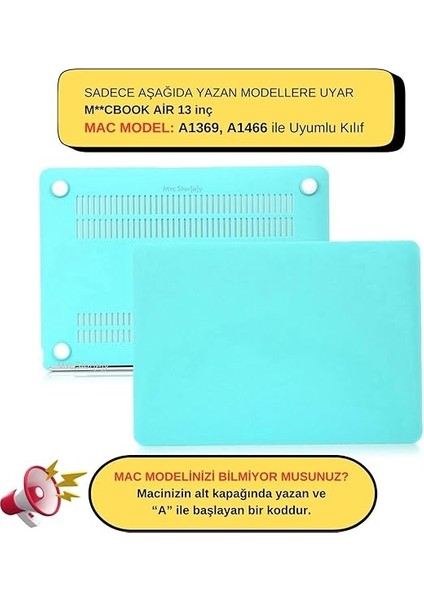 MacBook Air 13 Kılıf – A1369 A1466 2009-2017 Uyumlu, Mat Sert Hard Shell Kapak, Çizilme ve Darbe Koruması Turkuaz fiyatları