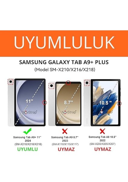 Samsung Galaxy Tab A9 Plus SM-X210 X216 X218 ile Uyumlu Popit Tablet Kılıfı Askılı Standlı fiyatları