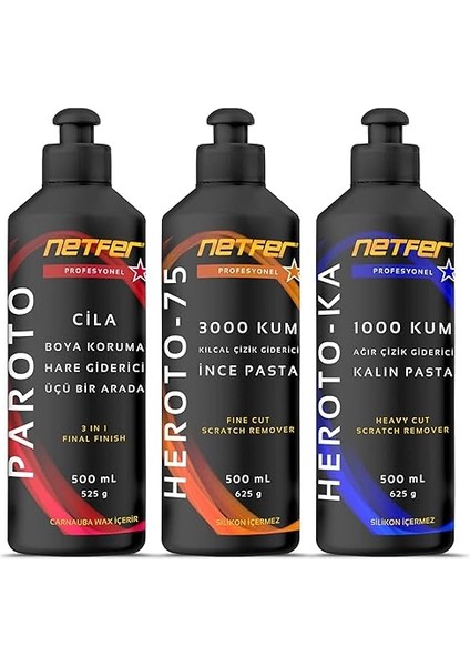 3'lü Ince Kalın Pasta Cila Set - 3X500 ml