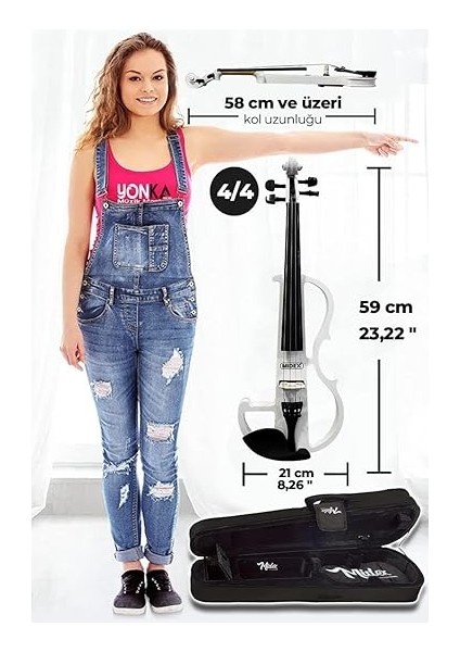 RCZ-606W Elektro Keman Seti Beyaz (Kulaklık Kablo Metod Tuner Yastık) indirimleri