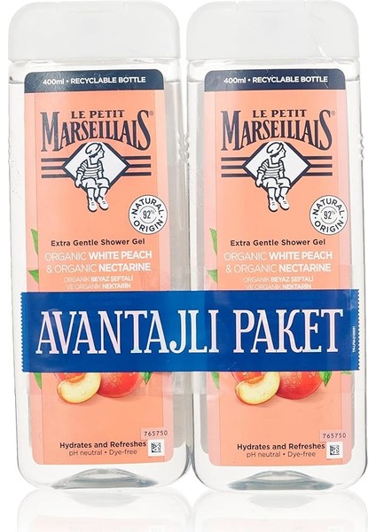 Petit Marseillais Duş Jeli Beyaz Şeftali ve Nektarin (2 x 400 Ml)