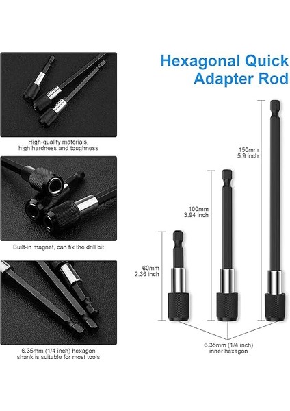 1 Adet Esnek Uç Tutucu, Uzatma, Akülü Tornavida Seti, 2 Adet 105° Açılı Tornavida Eklentisi Adaptörü, 3 Adet 1/4 Altıgen Şaft Uzatma Çubuğu, Akülü Tornavida Seti Için indirimleri