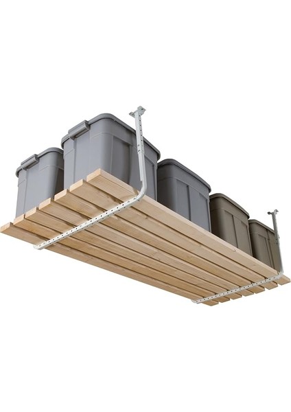 80842-10 Tavan Raf Kiti, 83 cm x 86 cm Ayarlanabilir, Garaj ve Atölye Saklama Rafı Seti, Beyaz