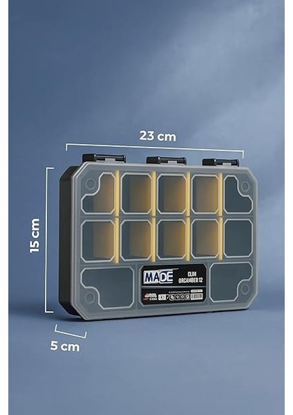 Made Slim Organizer 12 Bölmeli, Şeffaf, Düzenleyici Kutu, Polipropilen Malzeme, Çekmece Içi ve Masaüstü Kullanım Için, Hafif Taşınabilir, Saklama Kutusu (2 Adet) modelleri