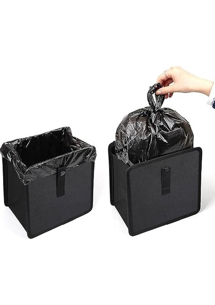 Concept Oto Araba Ofis Çöp Kutusu Portatif Araç Içi Taşınabilir Kapaklı Pratik Su Geçirmez Askılı Çöp Kovası Düzenleyici Organizer Siyah
