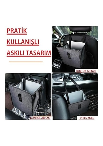 Concept Oto Araba Ofis Çöp Kutusu Portatif Araç Içi Taşınabilir Kapaklı Pratik Su Geçirmez Askılı Çöp Kovası Düzenleyici Organizer Siyah modelleri