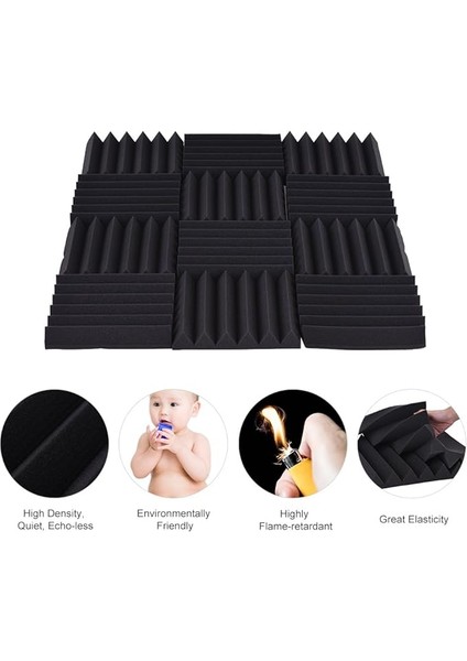 12'li Paket Stüdyo Akustik Köpükler Sünger Paneller Fayans Soğurma Ses Yalıtım Köpüğü Üçgen Alev Geciktirici Yüksek Yoğunluk 30 * 30CM / 12 * 12IN