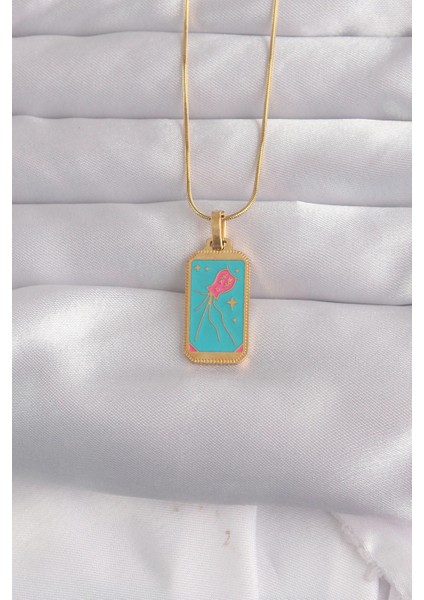 316L Çelik Gold Renk Mi Mineli Tarot Kolye