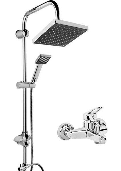 Duş Seti, Pirinç Batarya ve Yağmurlama Robot Başlık, 2'li Set, 2 Yıl Garantili (Krom (Titanic Set))