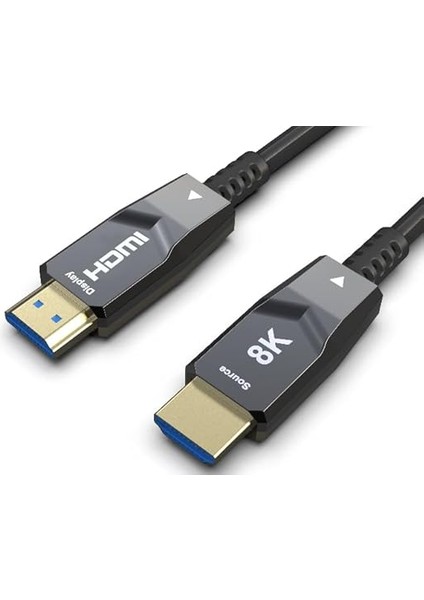 - 8k HDMI Aoc Fiber Kablo - HDMI 2.1 Standart - 48GBPS, 8k 60Hz, 4K 120Hz, 4K 60Hz, Earc, Hdr, D-Hdr, Hdcp2.3, Dolby Vision, Dolby Atmos (15 Metre)