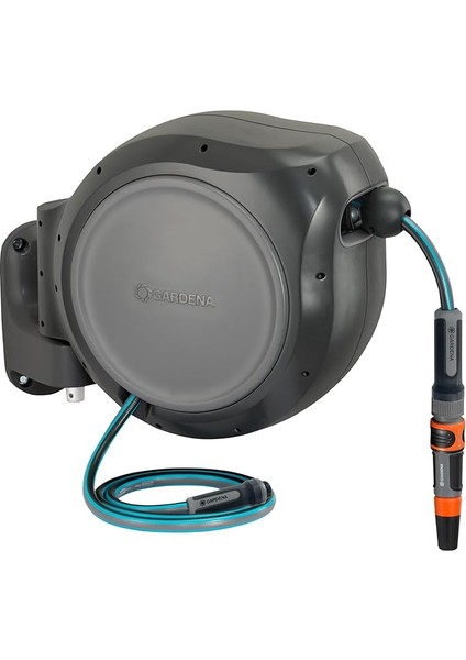 8040 50 Ayak Duvara Monte Geri Çekilebilir Makara Hortum Kılavuzlu, Gri, 50'