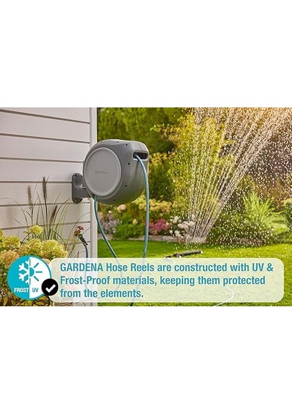 8040 50 Ayak Duvara Monte Geri Çekilebilir Makara Hortum Kılavuzlu, Gri, 50' fırsatları