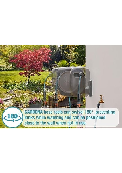 8040 50 Ayak Duvara Monte Geri Çekilebilir Makara Hortum Kılavuzlu, Gri, 50' indirimleri