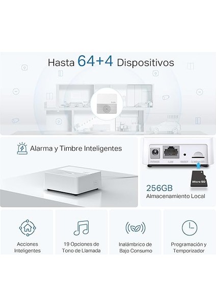 Tapo H200, Microsd Kart Destekli Akıllı Hub, Tapo Akıllı Anahtar, Düğme ve Sensörle Çalışır, 64 Cihaz + 4 Kapı Zili/kamera Bağlanabilir, 19 Zil Sesi Seçeneği, Kablolama Gerekmez modelleri