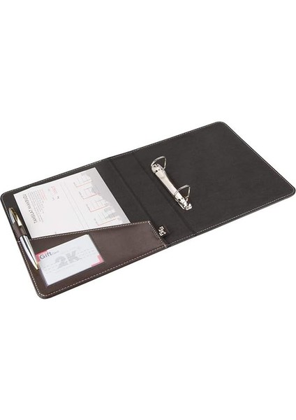 A534K A5 Suni Deri Sırt 4 cm 2 Halkalı Elite Klasör Kahverengi, A5