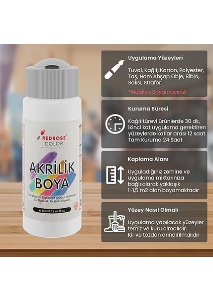 Rose Açık Kahverengi Akrilik Boya 60 ml fiyatları