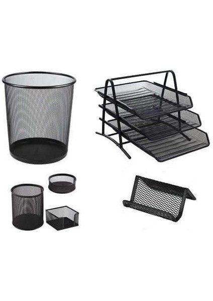 Masa Üstü Kalemlik/kağıtlık / Ataşlık/kartviztlik / Çöp Kovası / 3 Lü Evrak Rafı