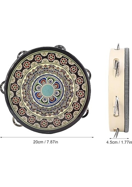 Tef, Taşınabilir 8 Inç El Düzenlenen Ahşap Davul Çan Tef Yetişkin ve Çocuklar Için Müzik Vurmalı Çalgı (Siyah Çiçek) modelleri