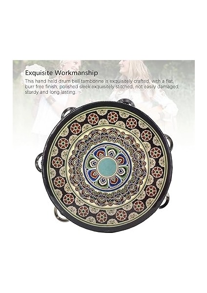 Tef, Taşınabilir 8 Inç El Düzenlenen Ahşap Davul Çan Tef Yetişkin ve Çocuklar Için Müzik Vurmalı Çalgı (Siyah Çiçek) fırsatları
