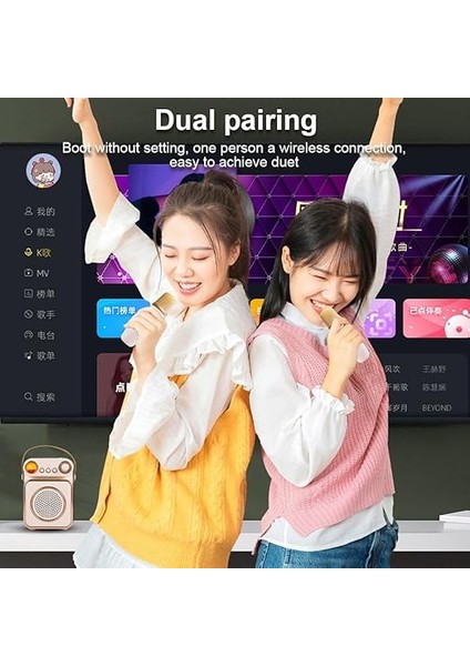 Mini Karaoke Makinesi Kablosuz Mikrofon ve Hoparlör Seti 2 Mikrofonlu Şarj Edilebilir LED Renkli Gece Lambası El Mikrofonu Karaoke Hoparlörü Doğum Günü Partisi Için Hediyeler Masaüstü Fitness fırsatları