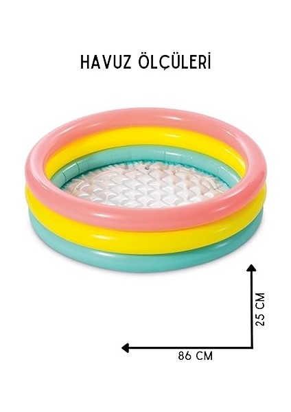 Yumuşak Tabanlı Renkli 3 Boğumlu Baby Pool Çocuk Bebek HAVUZU,86X25 cm ve Pompa+Yama Set, Pompa ve Yama Hediyelidir, Çocuklar Için Aktivite Aile fiyatları