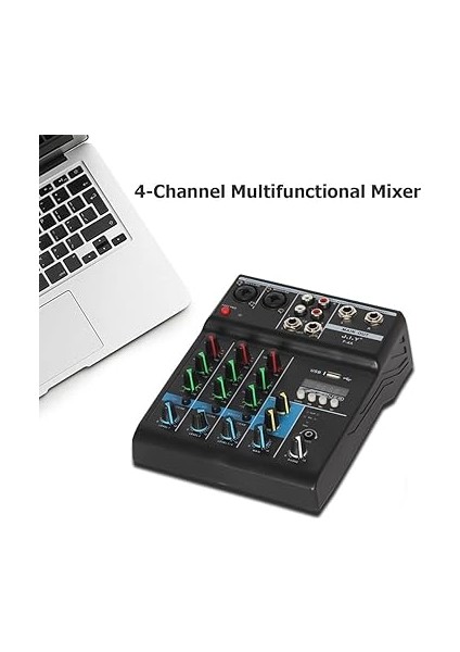 Profesyonel 4 Kanallı Karıştırma Konsolu Ses Kartı Efekt Konsolu ile Mini USB Mikser Biisayar Ayarlama Bt Bağlantılı Ses Kartı Mikseri Yankı Kazanımı Ev Için Yüksek ve Düşük Ton Ayarı fırsatları
