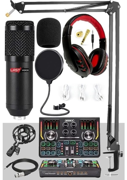 BM800 Titanium Set Efektli Ses Kartı, Mikrofon Kulaklık, Stand (Pc ve Telefon)